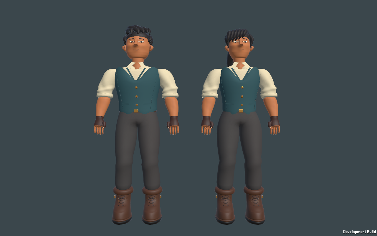The two Rivet Reach explorer models with their skin, faces and field clothing correctly rendered
